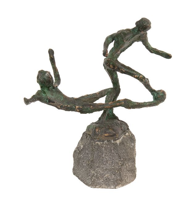 Jits Bakker | Sliding (Johan Cruijff), Bronze, 15,5 x 14,0 cm, Unterzeichnet auf der Basis