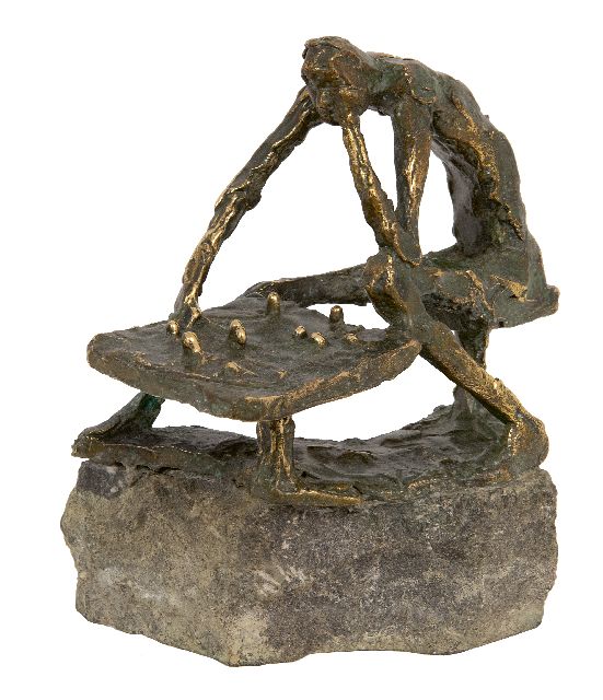Jits Bakker | Schachspieler (Bobby Fischer), Bronze, 18,8 x 15,1 cm, Unterzeichnet auf der Basis