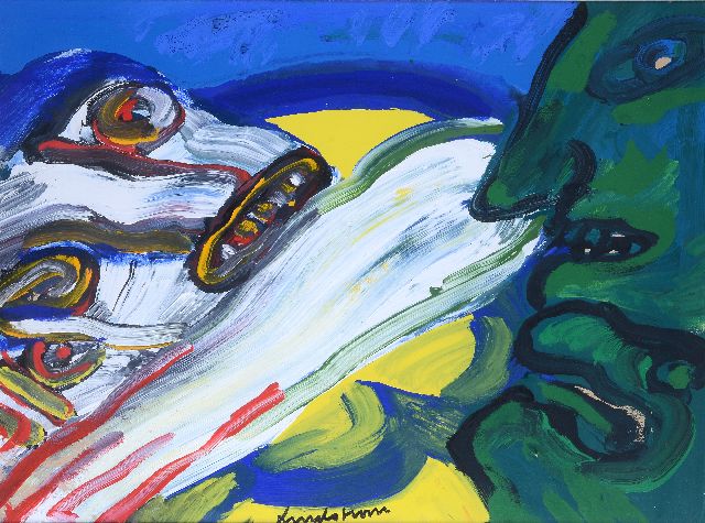 Bengt Lindström | Personages, Acryl auf Leinwand, 56,8 x 76,3 cm, Unterzeichnet u.m. und im Verso datiert '81