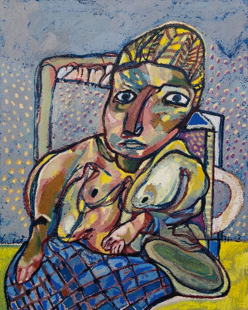 Lucebert | Halbnackte Frau, Öl auf Leinwand, 100,1 x 80,0 cm, Unterzeichnet u.l. und datiert '76-IX