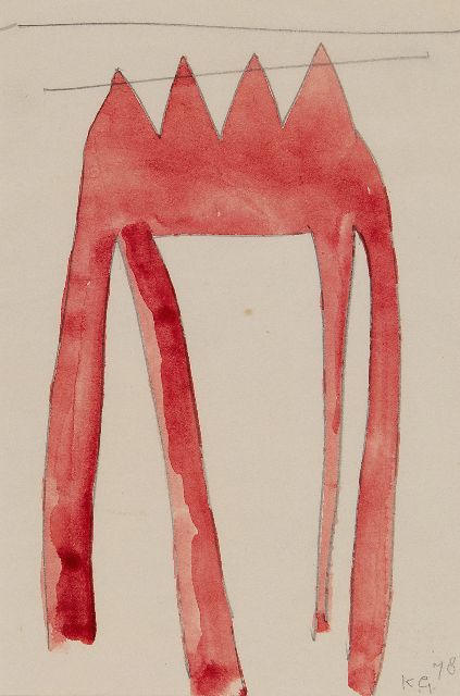 Klaas Gubbels | Roter Tisch, Bleistift und Aquarell auf Papier, 14,2 x 9,9 cm, Unterzeichnet u.r. mit Initialen und datiert 78