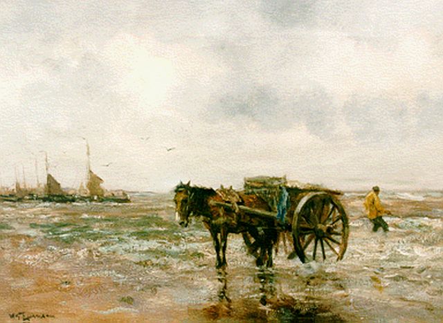 Jansen W.G.F.  | A shellfischer, Öl auf Leinwand 39,6 x 54,2 cm, signed l.l.