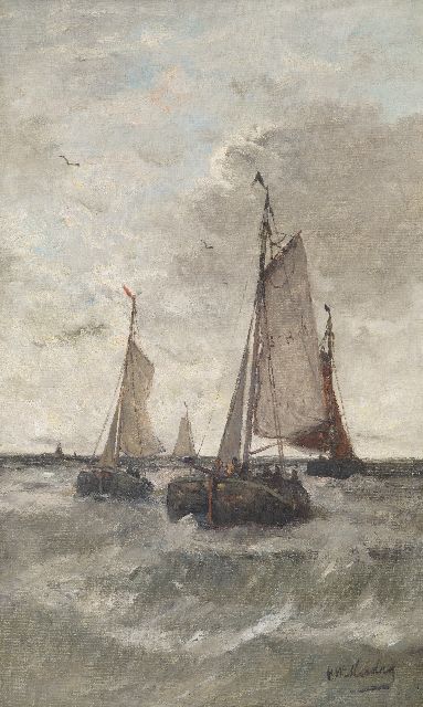 Hendrik Willem Mesdag | Rückkehr der Fischerboote, Scheveningen, Öl auf Leinwand, 78,1 x 48,1 cm, Unterzeichnet u.r.