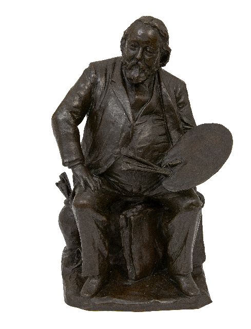 Odé A.W.M.  | Der niederländische Maler Jacob Maris, Bronze 43,0 x 27,5 cm, Unterzeichnet auf dem Portfolio und datiert '95