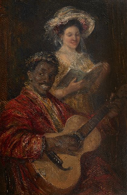 Simon Maris | Musizierendes Duo, Öl auf Leinwand, 75,7 x 50,6 cm