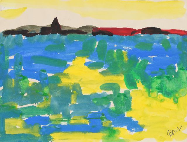 Gerrit Benner | Landschaft, Gouache auf Papier, 49,8 x 65,0 cm, Unterzeichnet u.r.