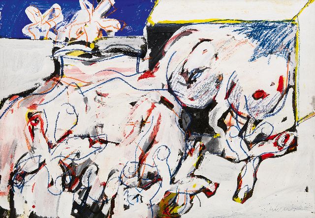 Sierhuis J.A.  | Ohne Titel, Gouache und Kreide auf Papier 69,9 x 100,3 cm, Unterzeichnet u.r. und datiert '68