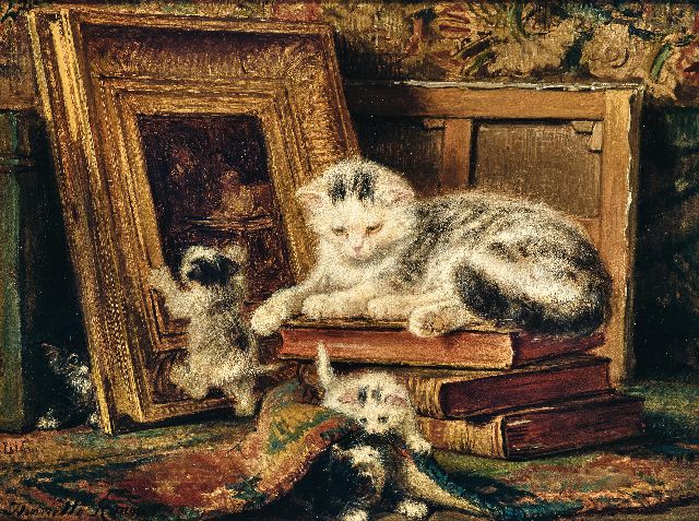 Henriette Ronner | x, Öl auf Holz, 24,5 x 32,5 cm, Unterzeichnet u.l.