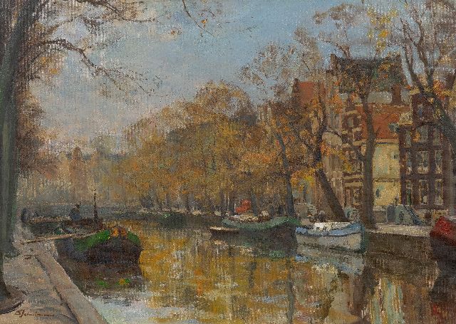 David Schulman | Herbst an der Herengracht, Amsterdam, Öl auf Leinwand, 51,1 x 70,5 cm, Unterzeichnet u.l.