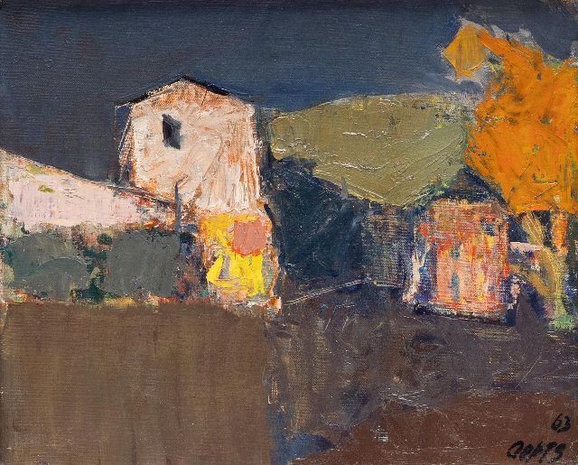 Wim Oepts | Bauernhof, Öl auf Leinwand, 24,8 x 29,2 cm, Unterzeichnet u.r. und datiert '63