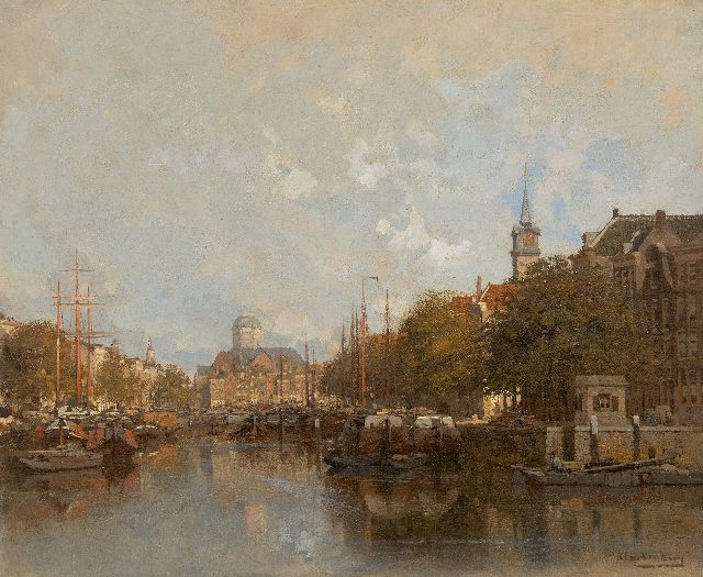 Karel Klinkenberg | Der Leuvehaven, Rotterdam, Öl auf Leinwand, 39,1 x 47,1 cm, Unterzeichnet u.r.