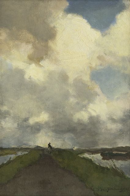 Jan Hendrik Weissenbruch | Reiter auf einem Treidelweg, Öl auf Holz, 26,6 x 18,0 cm, Unterzeichnet u.r. und datiert 1903
