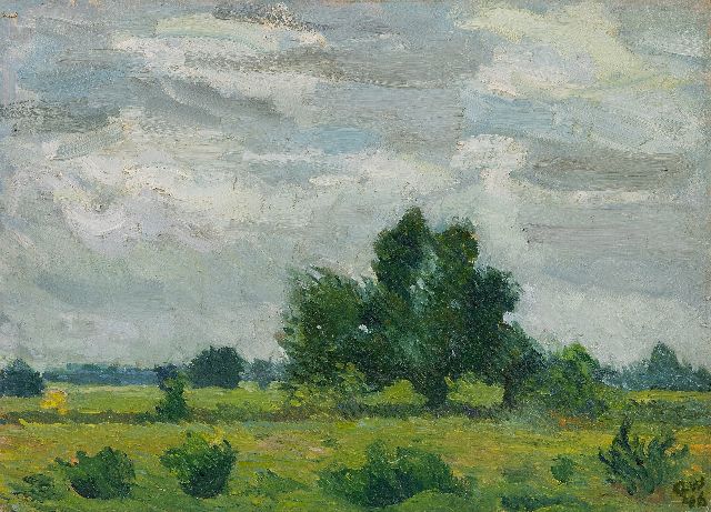 Co Westerik | Brabant, Sommerstudie bei Alphen und Riel, Öl auf Holzfaser, 40,4 x 55,3 cm, Unterzeichnet u.r. mit Initialen und datiert '46