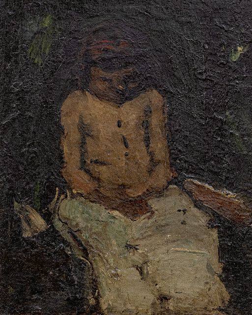 Suze Robertson | Sitzendes Mädchen, Öl auf Holz, 27,0 x 21,4 cm