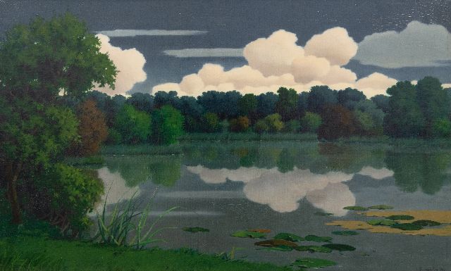 Willem van der Ven | Waldsee mit Spiegelung der Wolken, bei Vriezenveen, Öl auf Leinwand, 60,0 x 99,6 cm, Unterzeichnet u.r. und datiert 1948