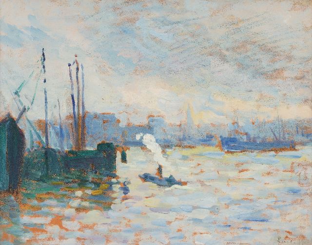 Luce M.  | Die Maas bei Feijenoord, Rotterdam, Öl auf Malereifaser 27,1 x 34,2 cm, datiert 1907