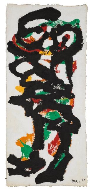 Karel Appel | Drac, Acryl auf Papier, 176,5 x 76,7 cm, Unterzeichnet u.r. und  '77