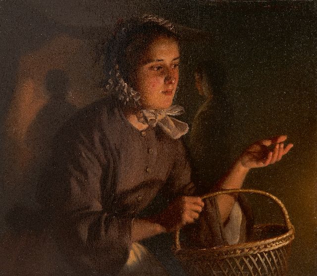 Petrus van Schendel | Auf dem Abendmarkt, Öl auf Holz, 17,5 x 20,0 cm, Unterzeichnet o.r. und zu datieren um 1862