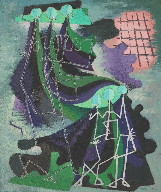 Basart C.J.  | x, Öl auf Holzfaser 55,0 x 46,0 cm, Unterzeichnet u.r. und datiert 1948