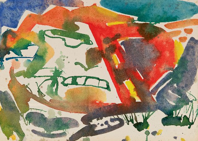 Jan Jordens | Landschaft, Schiermonnikoog, Aquarell und Ecoline auf Papier, 20,3 x 28,5 cm, Unterzeichnet o.l. und datiert 9 9 57, ohne Rahmen