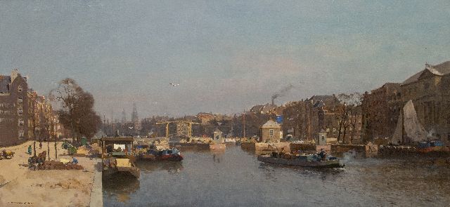 Cornelis Vreedenburgh | Blick auf den Amstel mit der schmalen Brücke, Amsterdam, Öl auf Leinwand, 70,2 x 144,2 cm, Unterzeichnet u.l. und datiert 1924   reserved