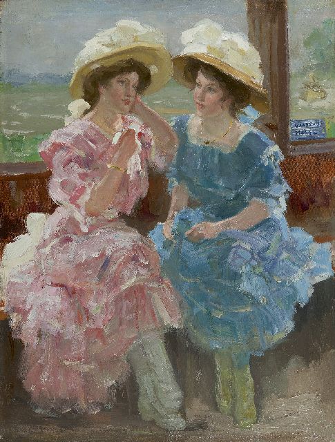 Willem Vaarzon Morel | On board of the ferry, Öl auf Leinwand, 50,8 x 38,3 cm, signed m.r.