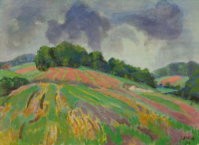 Jan Altink | Hügelige Feldlandschaft, Aquarell und Gouache auf Papier, 56,0 x 75,8 cm, Unterzeichnet u.r. und datiert '63