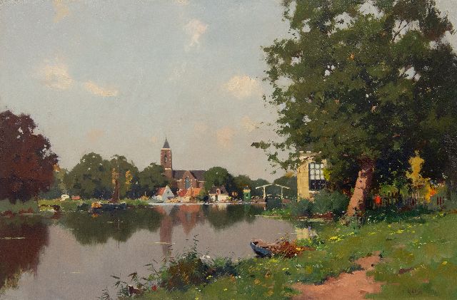 Ligtelijn E.J.  | Blick auf Loenen, Öl auf Holz 39,7 x 59,8 cm, Unterzeichnet u.r.