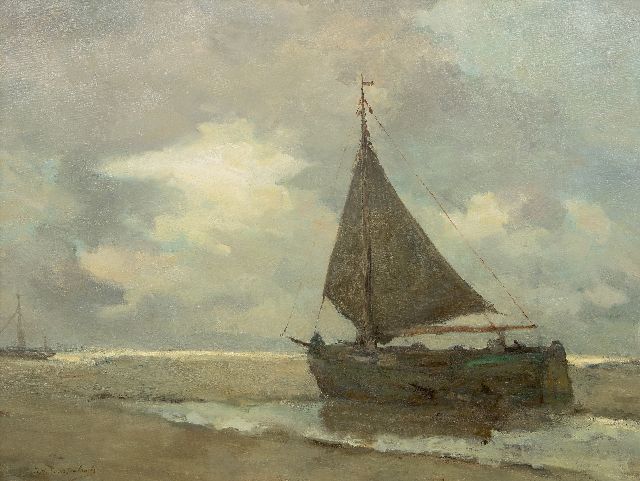 Jan Hendrik Weissenbruch | Schiff am Strand von Zeeland, Öl auf Leinwand, 102,3 x 135,8 cm, Unterzeichnet u.l. und datiert 1901