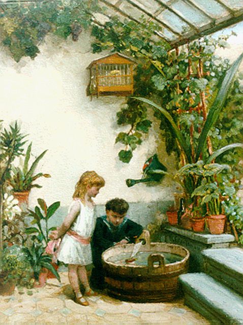 Otto Eerelman | Children playing, Öl auf Holz, 40,0 x 30,6 cm, signed l.r.