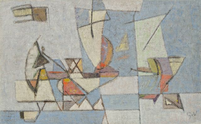 Velde G. van | Komposition, Öl auf Leinwand 38,0 x 60,6 cm, Unterzeichnet u.r. mit Initialen und zu datieren um 1944-1947
