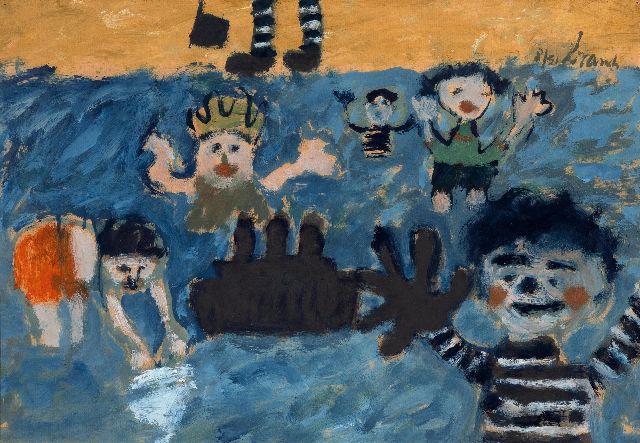 Eugène Brands | Spelende kinderen (Spielende Kinder), Gouache auf Papier, 34,7 x 49,8 cm, Unterzeichnet o.r. und datiert 8/51