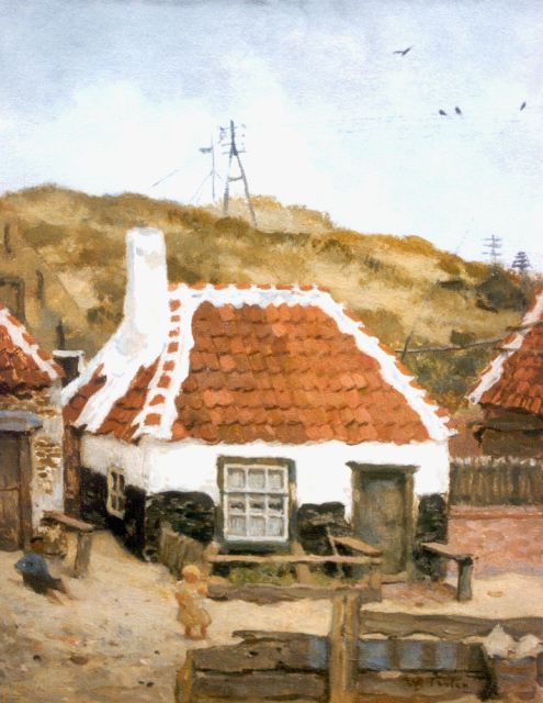 Willem Bastiaan Tholen | Houses behind the dunes, Öl auf Holz, 31,8 x 24,2 cm, signed l.r.