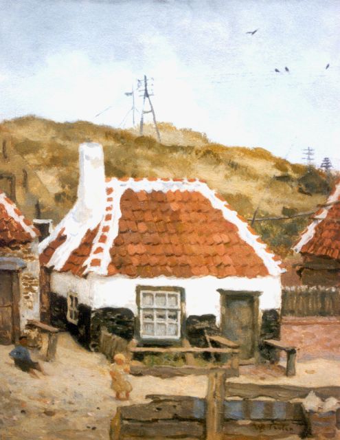 Tholen W.B.  | Houses behind the dunes, Öl auf Holz 31,8 x 24,2 cm, signed l.r.