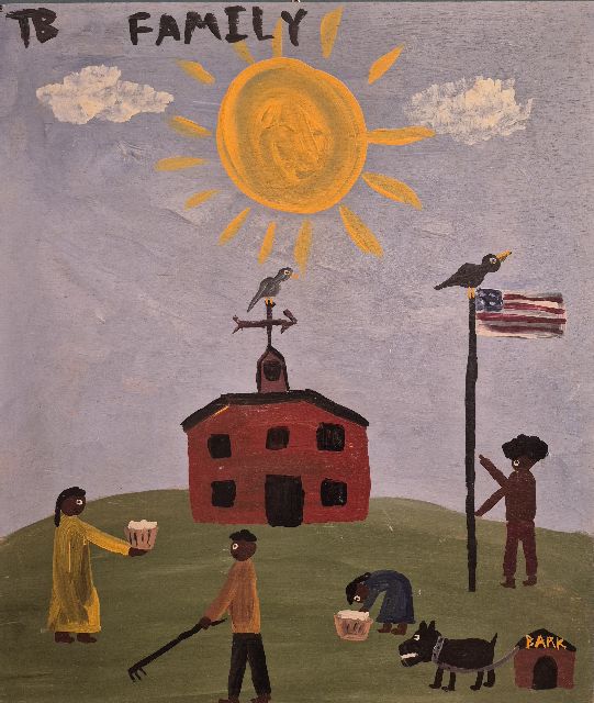 Tim Brown | Family, Öl auf Holz, 45,3 x 38,6 cm, Unterzeichnet o.l. mit Initialen