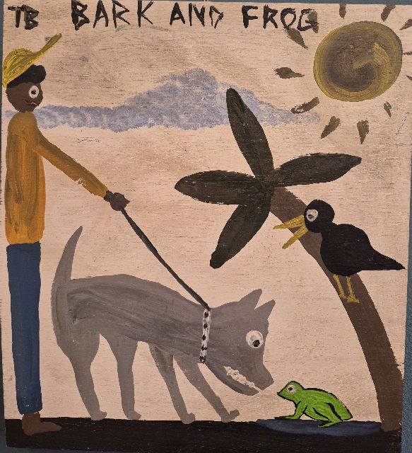 Tim Brown | Bark and frog, Öl auf Holz, 34,3 x 30,8 cm, Unterzeichnet o.l.
