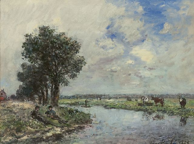 Jongkind J.B.  | In der Nähe des Flusses, wahrscheinlich des Dinkel bei Lattrop, Öl auf Leinwand 24,6 x 32,5 cm, Unterzeichnet r.u. und datiert 1868