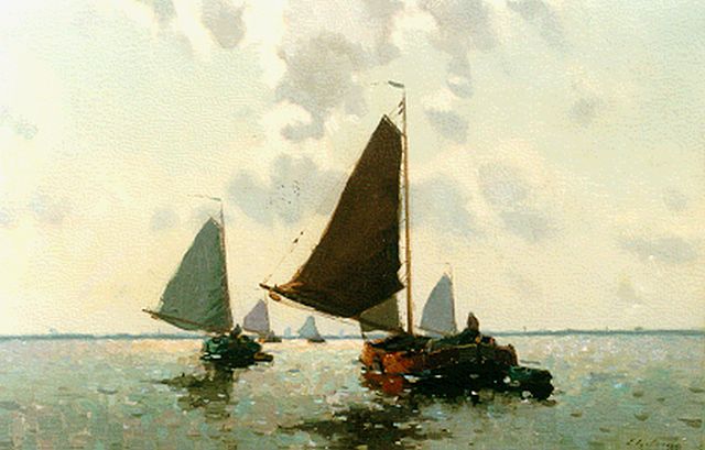 Egnatius Ydema | Shipping in a calm, Öl auf Leinwand, 40,4 x 60,3 cm, signed l.r.