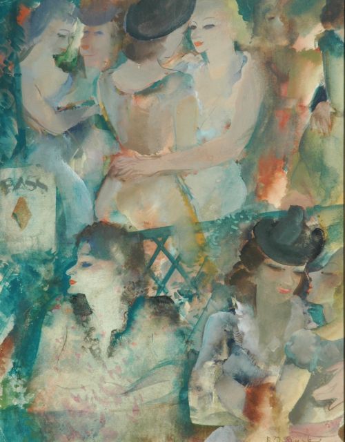 Raphaël de Buck | Tanzcafé, Aquarell auf Papier, 31,0 x 24,5 cm, Unterzeichnet r.u.