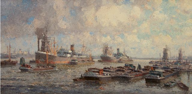 Gerard Delfgaauw | Der Hafen von Rotterdam, Öl auf Leinwand, 60,6 x 120,7 cm, Unterzeichnet u.r. und ohne Rahmen