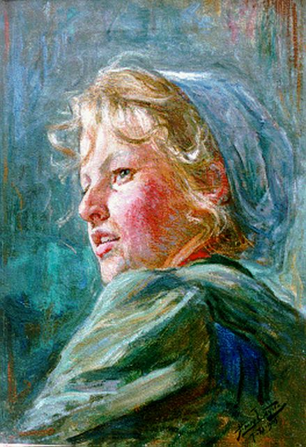 Hendrik Luyten | A girl, Öl auf Leinwand, 51,3 x 36,3 cm, signed l.r. und executed on 7-XI-1905