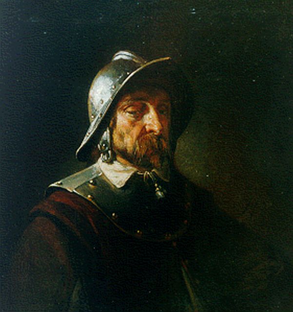 Joannes Christoffel Vaarberg | A portrait of a soldier, Öl auf Holz, 18,3 x 17,3 cm, signed l.r.