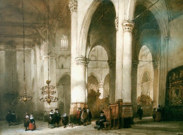 Bosboom J.  | Interior of the 'Laurenskerk', Rotterdam, Aquarell auf Papier 22,5 x 30,0 cm, signed l.l. und dated 1855-1858