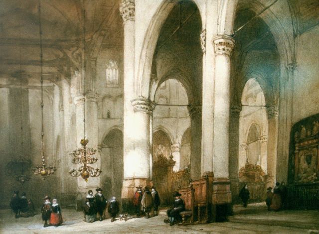 Johannes Bosboom | Interior of the 'Laurenskerk', Rotterdam, Aquarell auf Papier, 22,5 x 30,0 cm, signed l.l. und dated 1855-1858