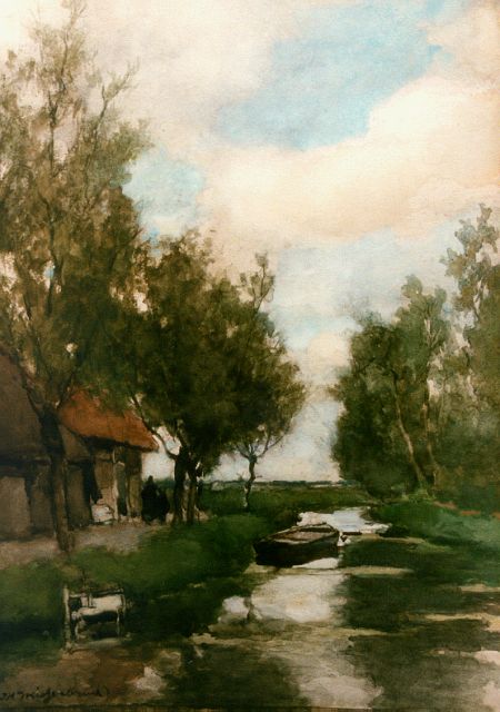 Jan Hendrik Weissenbruch | A polder landscape, Aquarell auf Papier, 38,8 x 28,1 cm, signed l.l.