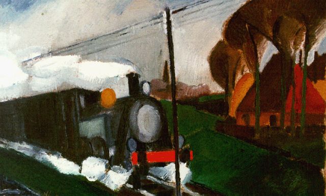 Bosma W.  | Approching train, Öl auf Leinwand 25,5 x 39,4 cm, signed l.l. und dated '27