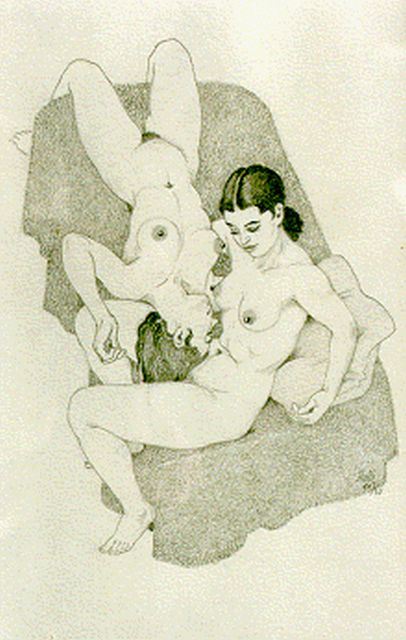 Ru H.B.W. de | A seated and reclining nude, Bleistift auf Papier 25,5 x 17,0 cm, signed l.r.