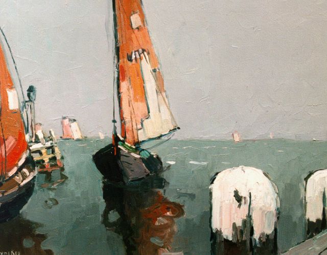 Raoul Hynckes | Shipping on the Zuiderzee, Öl auf Holz, 42,3 x 56,0 cm, signed l.l.