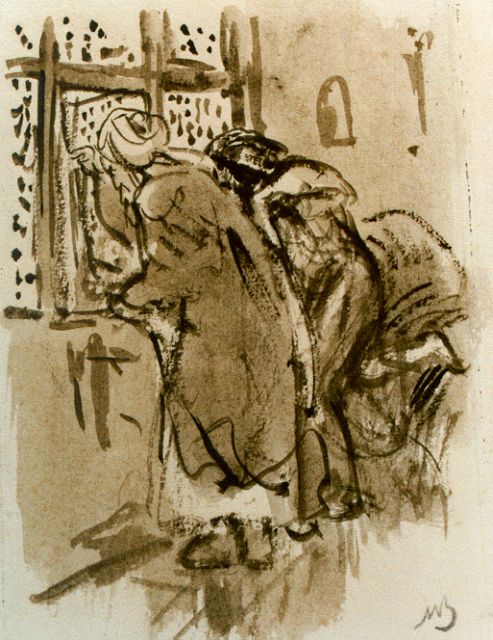 Marius Bauer | Two arabs, Sepia auf Papier, 18,5 x 13,0 cm, signed l.r. with monogram