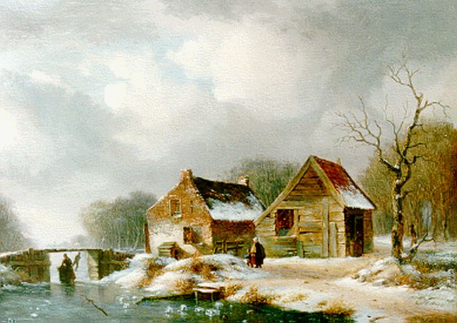 H.M. Haus | A Winter Landscape with Skaters on the Ice, Öl auf Holz, 26,2 x 36,8 cm, signed l.r. twice